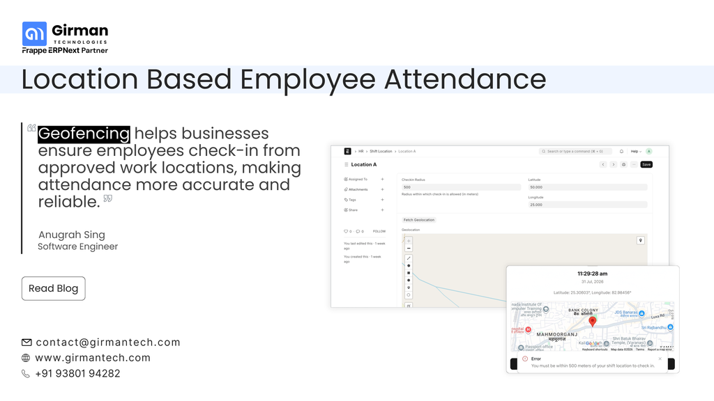 Location Based Employee Attendance with ERPNext HRMS Geofencing